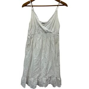 Converse One Star Womens White Eyelet Lace Smocked Empire Waist Mini Dress Medm